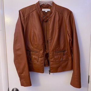 New York & Company Brown Faux Leather Moto Jacket